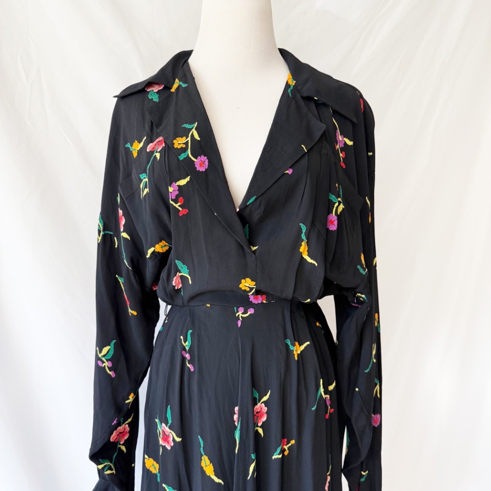 1980s Norma Kamali Floral Dress Size 4